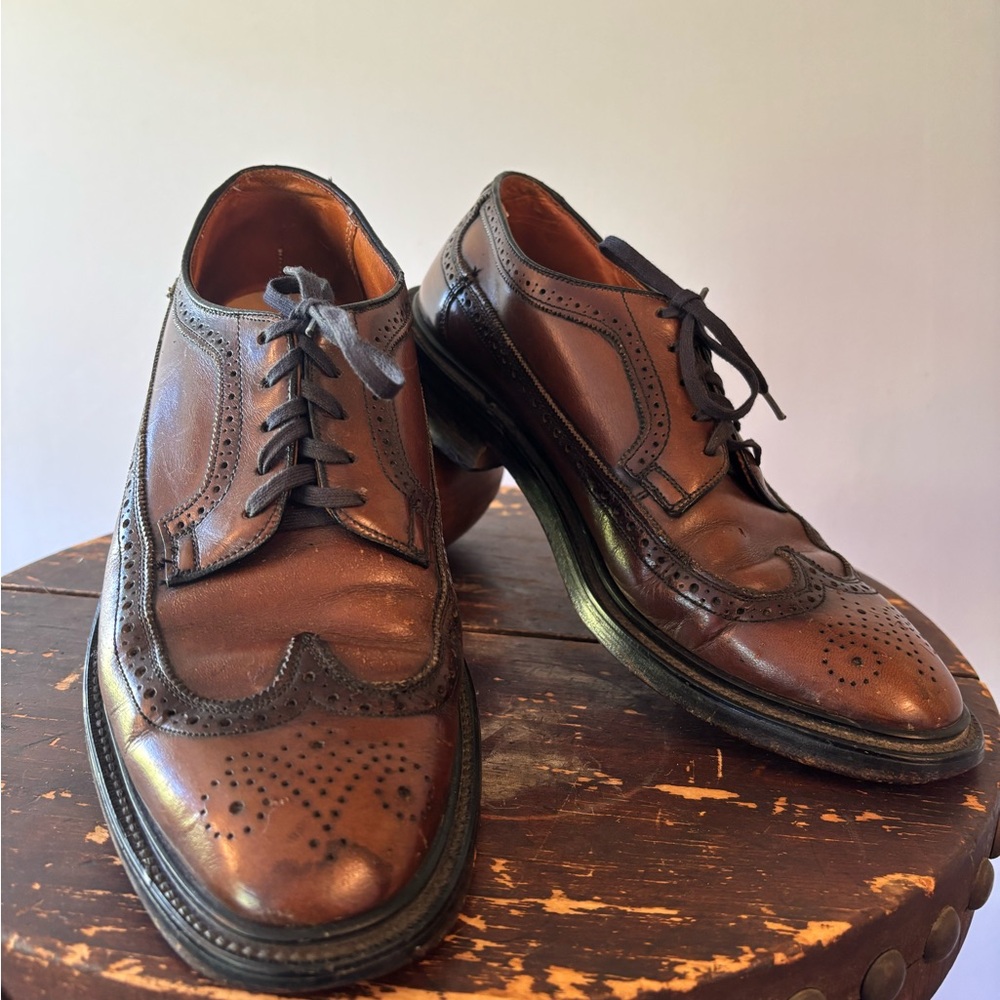 Mint Brown Leather Vintage Nordstrom Best V cleat Oxford wingtip shoes M 8B